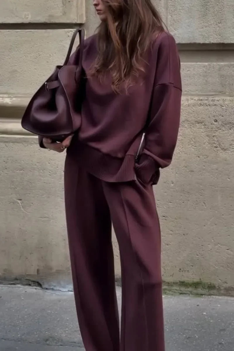 Women's Fashion Spring Autumn New Long Sleeve Hoodie Set INS Ladies Casual Solid Color Loose Pocket Pants Two Piece Set