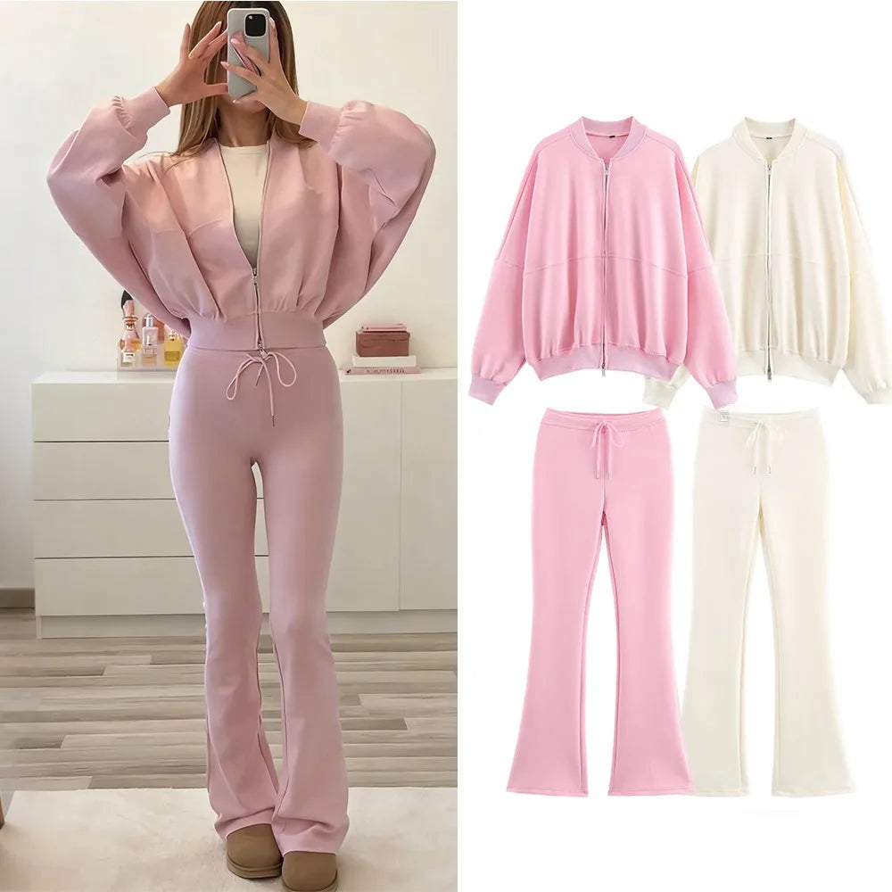 Women's Tracksuit Cotton Zipper Cardigan Sets To Woman Fall Outfits Woman 2025 Long Sleeve Sportswear Sport Outfit Pantsuit