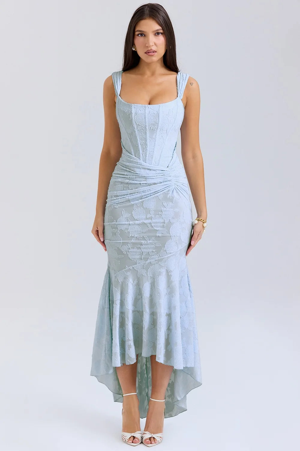 Summer hot selling new sexy and fashionable one neck strapless fish bone wrapped buttocks fish tail long skirt for women