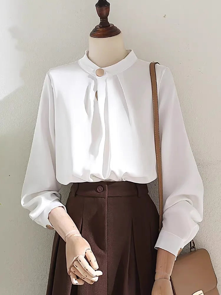 Spring Women White Blouse Shirt Women Tops Long Sleeve Blouse Women Blusas Mujer De Moda 2025 Blouses French Female Shirts Top